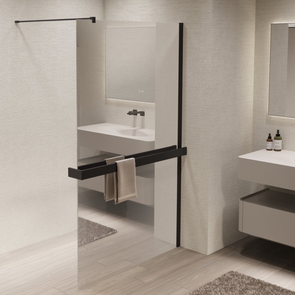 Душевая перегородка Vincea Walk-In Черный / Зеркальное