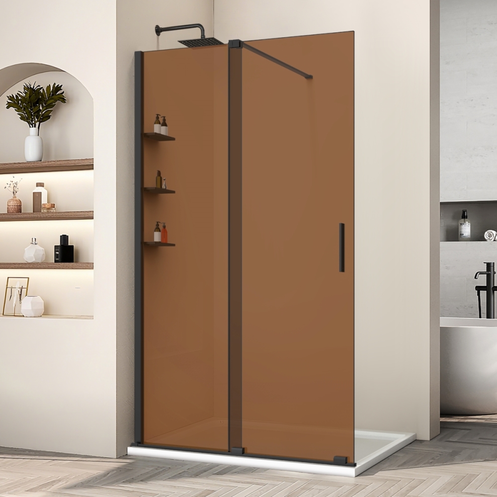 Душевая перегородка Vincea Walk-In 120 Черный / Янтарное